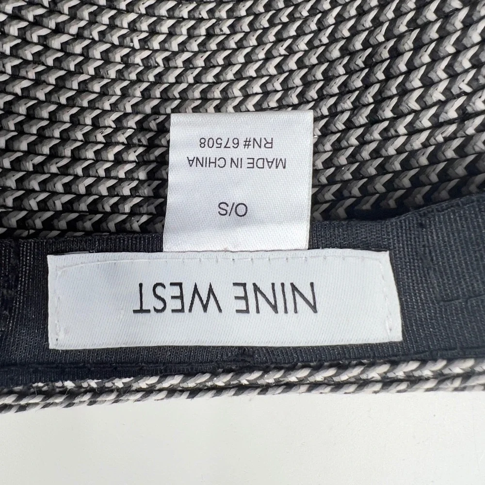 Nine West Womens Fedora Black White Woven Chevron Grosgrain Band O/S